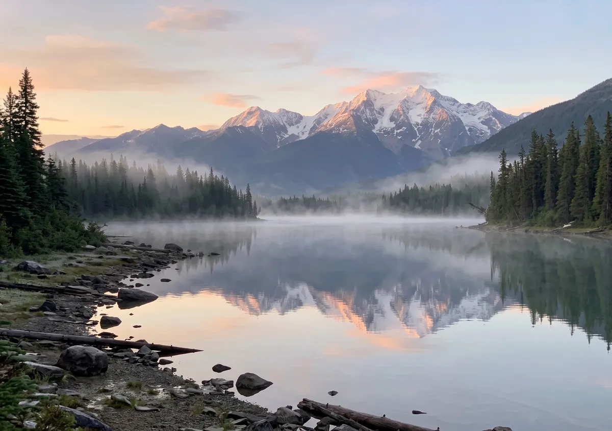 Mountain lake at sunrise: inner display wallpaper