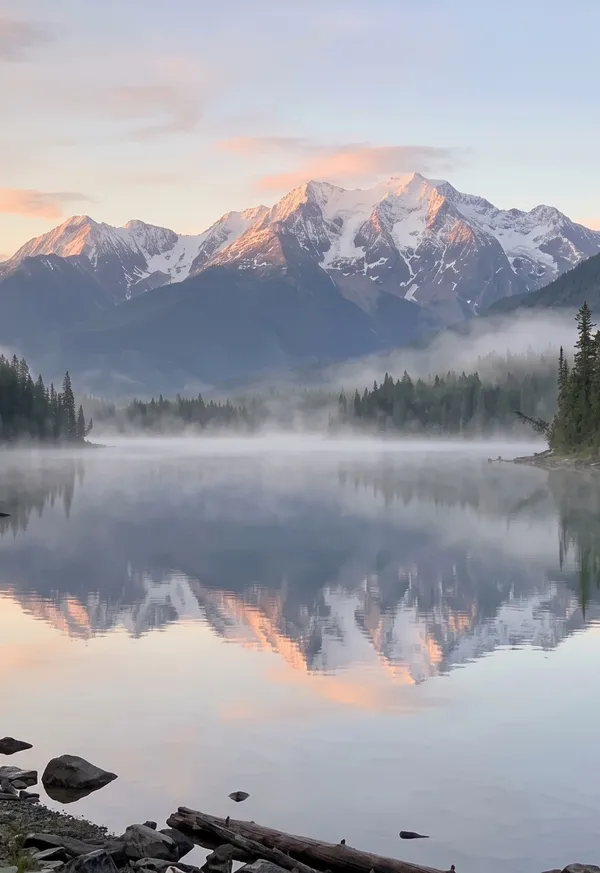 Mountain lake at sunrise: outer display wallpaper