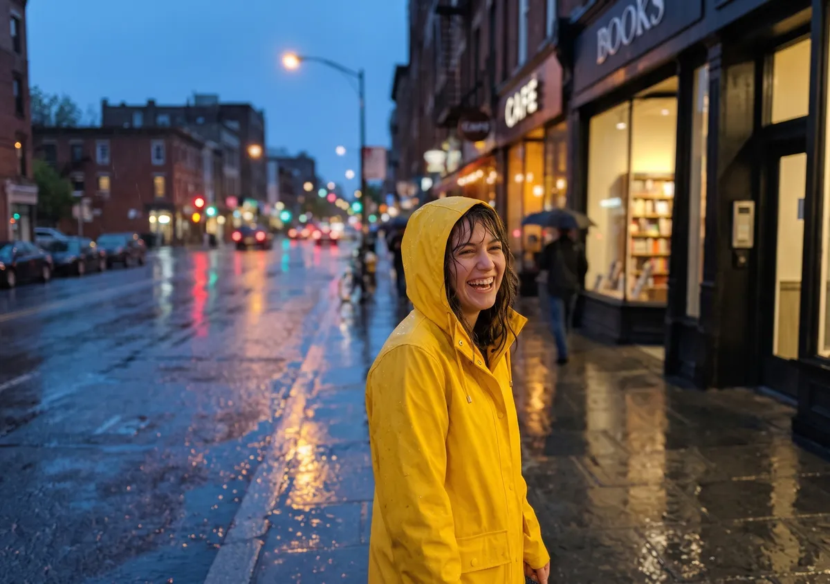 Portrait in the rain: inner display wallpaper