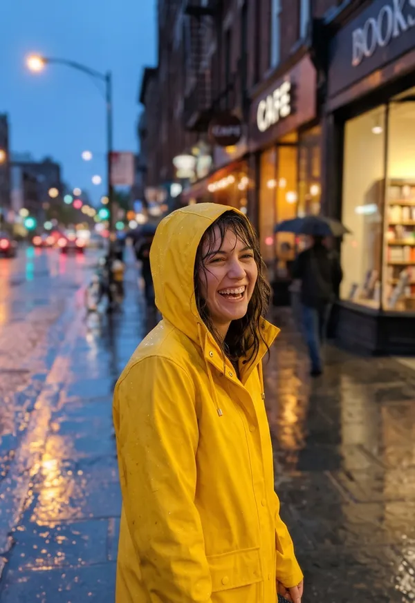 Portrait in the rain: outer display wallpaper